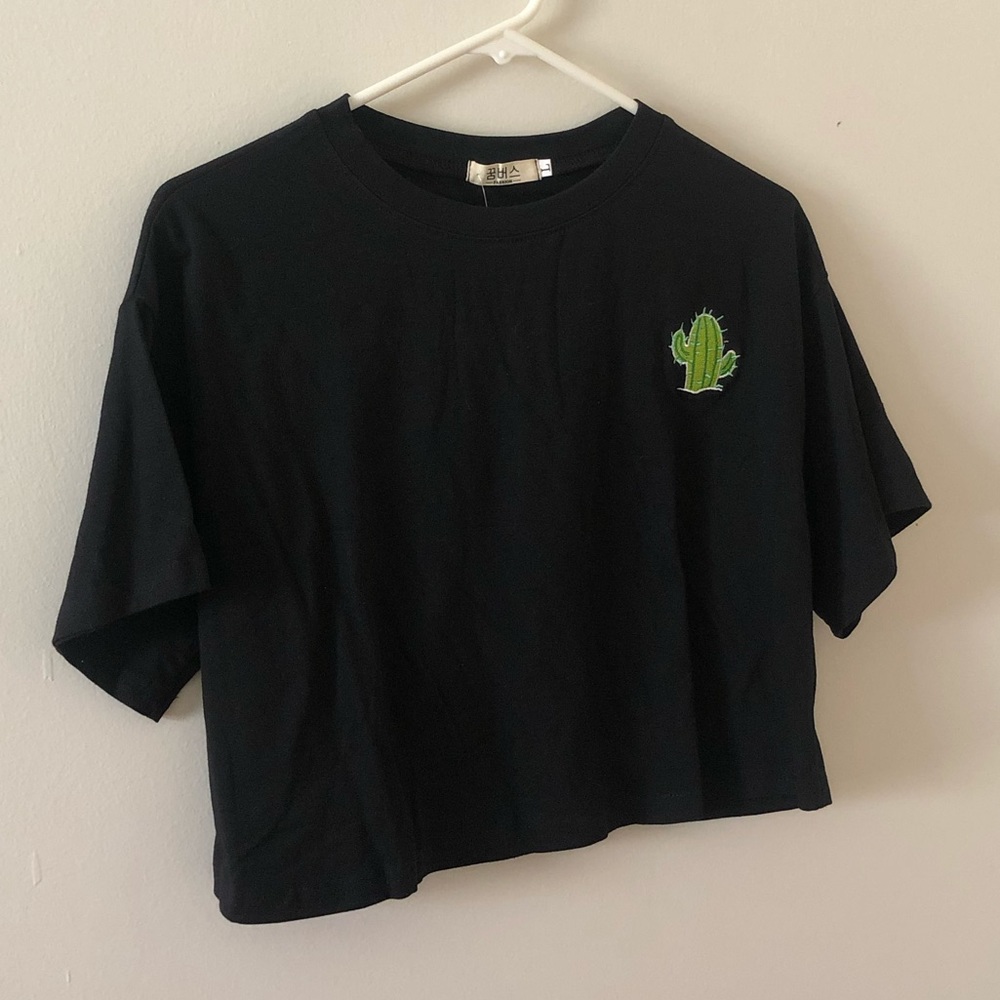 Black Cactus Crop Top